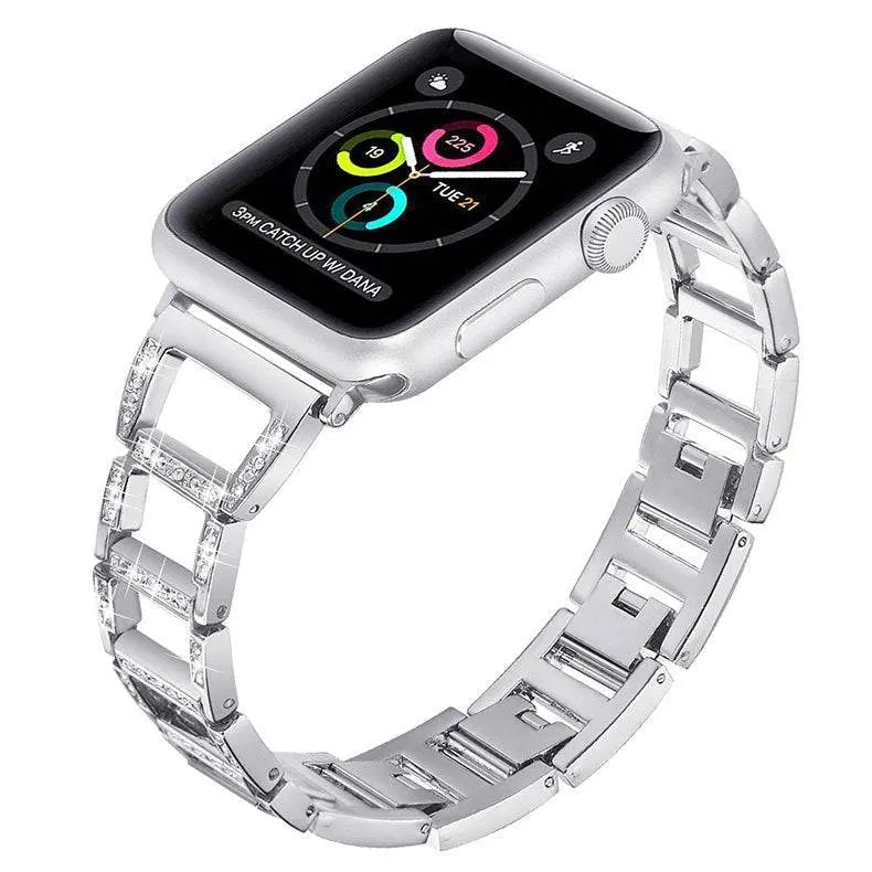 Bracelet de smartwatch en métal 38-49 mm, or argent rose noir, élégant bracelet à maillons réglable | Sansoti