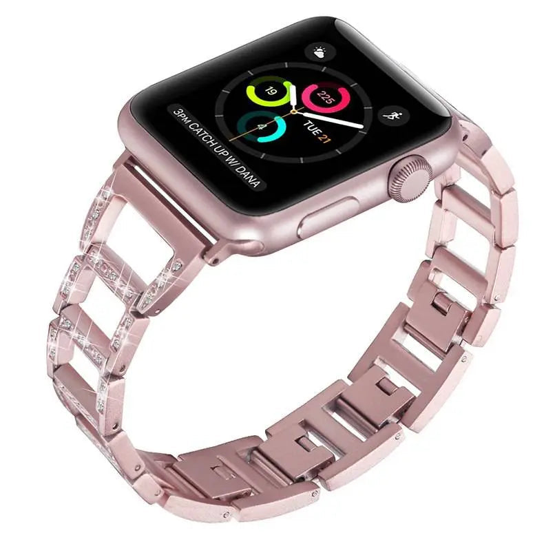 Bracelet de smartwatch en métal 38-49 mm, or argent rose noir, élégant bracelet à maillons réglable | Sansoti