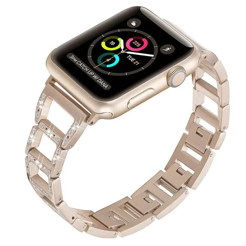 Bracelet de smartwatch en métal 38-49 mm, or argent rose noir, élégant bracelet à maillons réglable | Sansoti