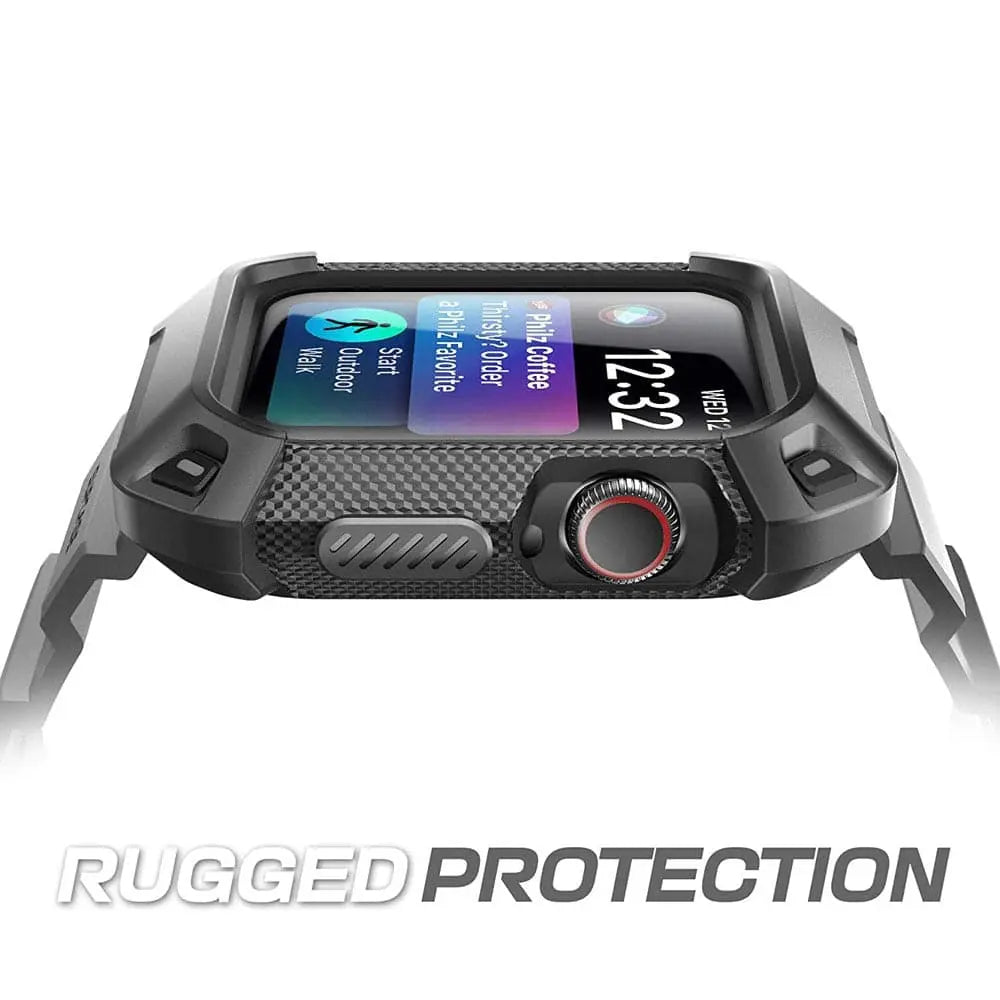 Rugged Smartwatch Silicone Wristband 38-49mm Sports Band Replaceable Waterproof Black Outdoor Sport Active | Sansoti