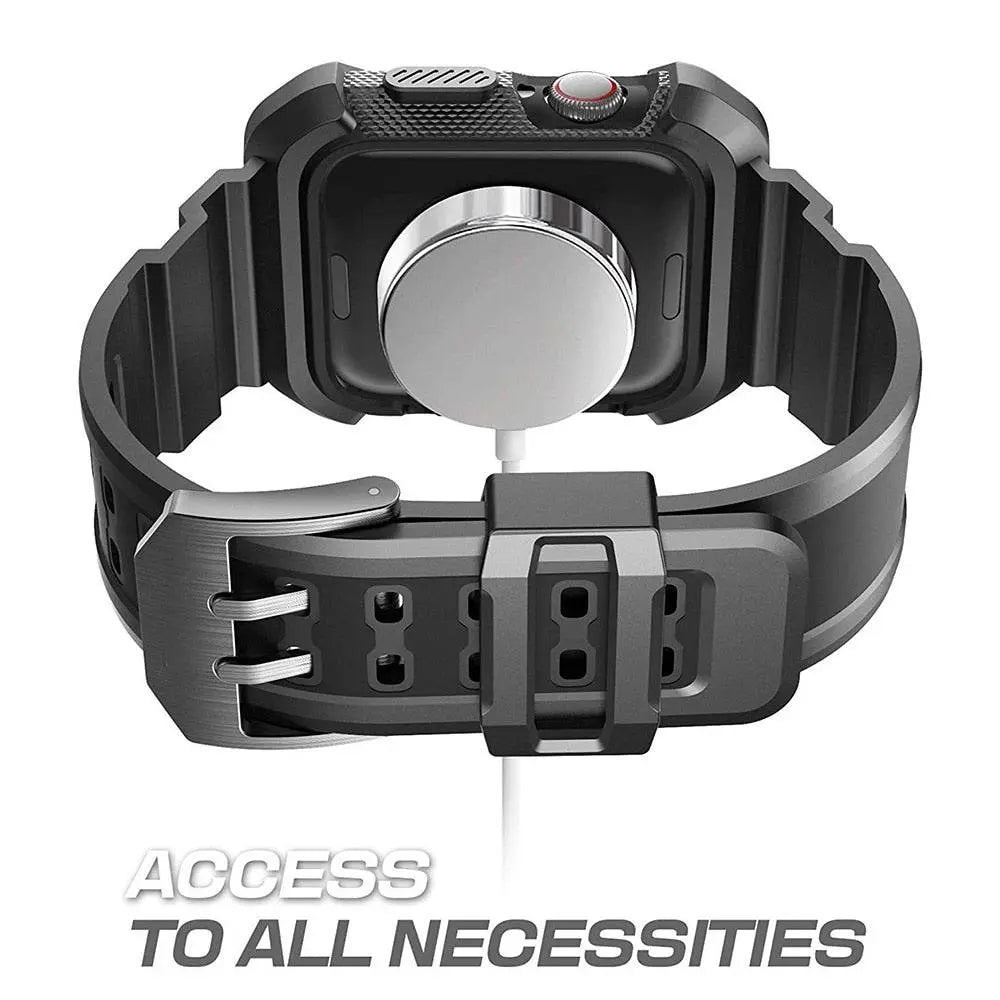 Rugged Smartwatch Silicone Wristband 38-49mm Sports Band Replaceable Waterproof Black Outdoor Sport Active | Sansoti