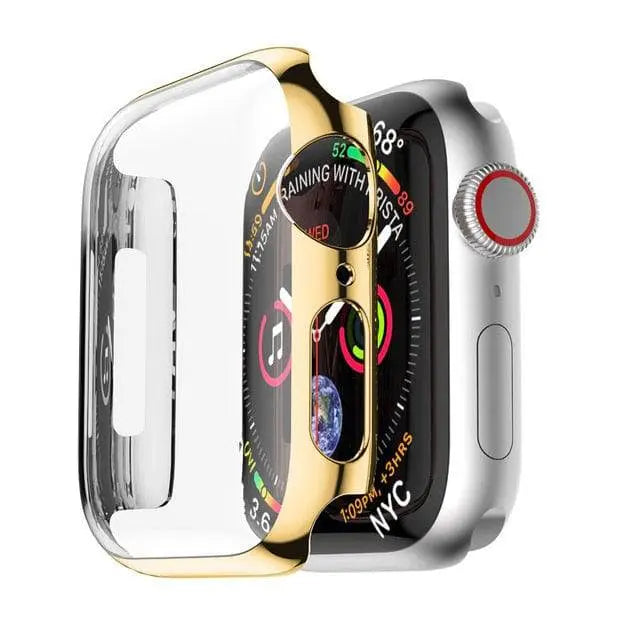 Beschermhoes voor smartwatch 44mm 40mm 42mm 38mm met gehard glas displaybescherming zwart zilver goud rosegoud | Sansoti