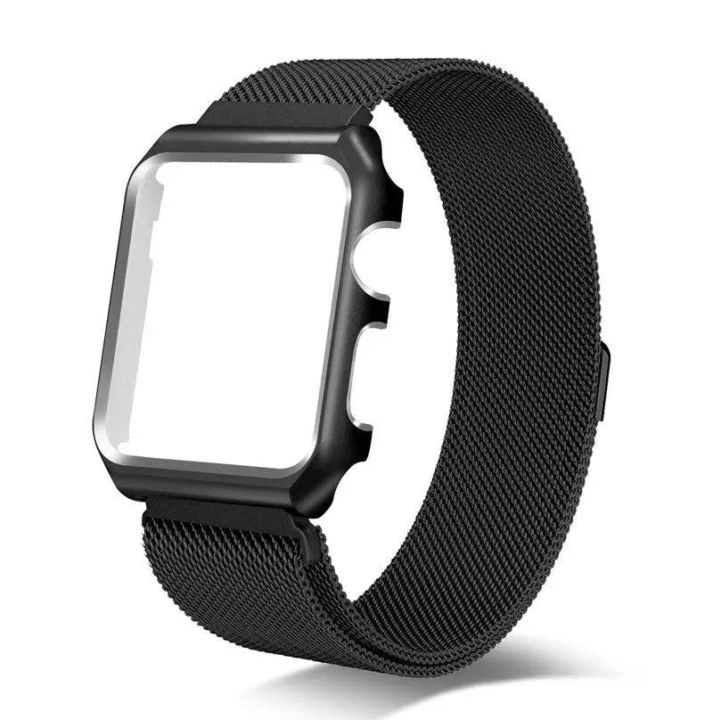 Bracelet de smartwatch en acier inoxydable avec maille et coque de protection 38mm 40mm 42mm 44mm, bracelet de poignet, accessoire de montre | Sansoti