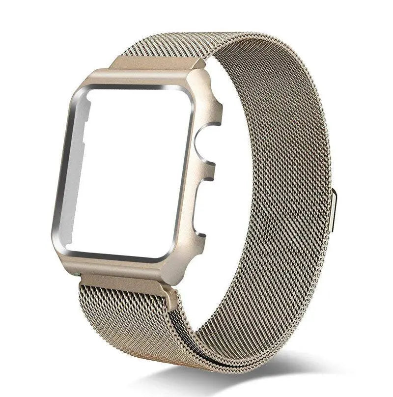 Bracelet de smartwatch en acier inoxydable avec maille et coque de protection 38mm 40mm 42mm 44mm, bracelet de poignet, accessoire de montre | Sansoti