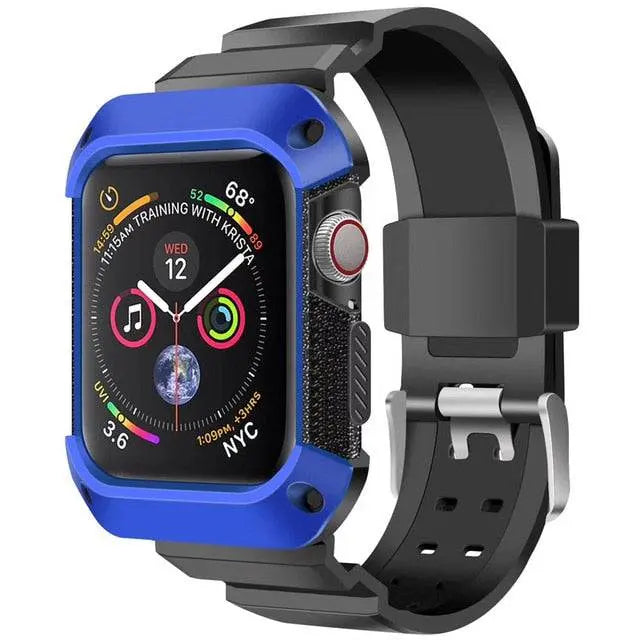 Rugged Smartwatch Silicone Wristband 38-49mm Sports Band Replaceable Waterproof Black Outdoor Sport Active | Sansoti