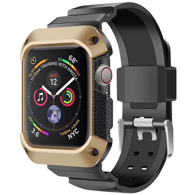 Rugged Smartwatch Silicone Wristband 38-49mm Sports Band Replaceable Waterproof Black Outdoor Sport Active | Sansoti