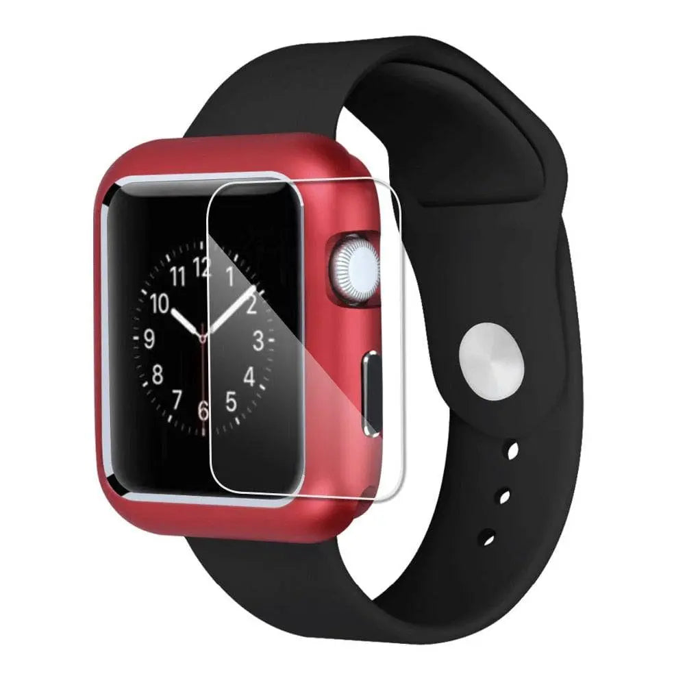 Gehard Glazen Screenprotector met Stalen Behuizing voor Apple Watch 38-44mm Zwart Zilver Goud Bescherming | Sansoti