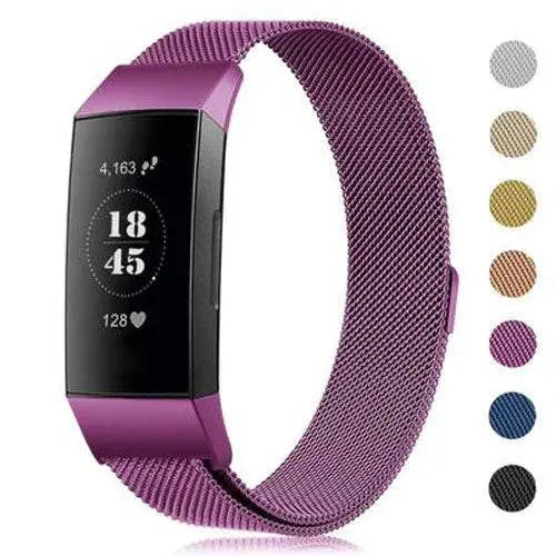 Metalen Horlogeband Mesh met Magnetische Sluiting Fitbit Charge 3 4 Verstelbaar Comfortabel Polsbandje | Sansoti