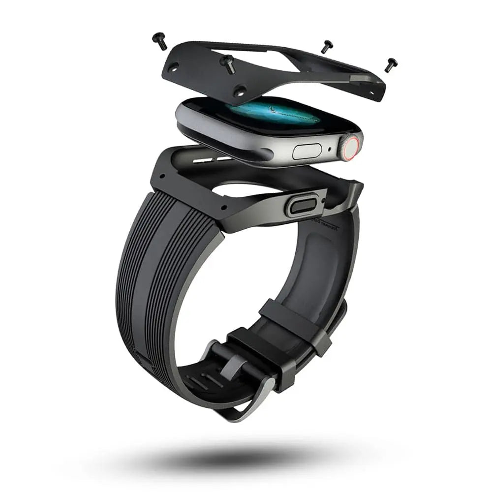 Protective Case with Sports Band for 44mm Series 4 and 5 Smartwatch Rugged Style Black White Green Sporty | Sansoti