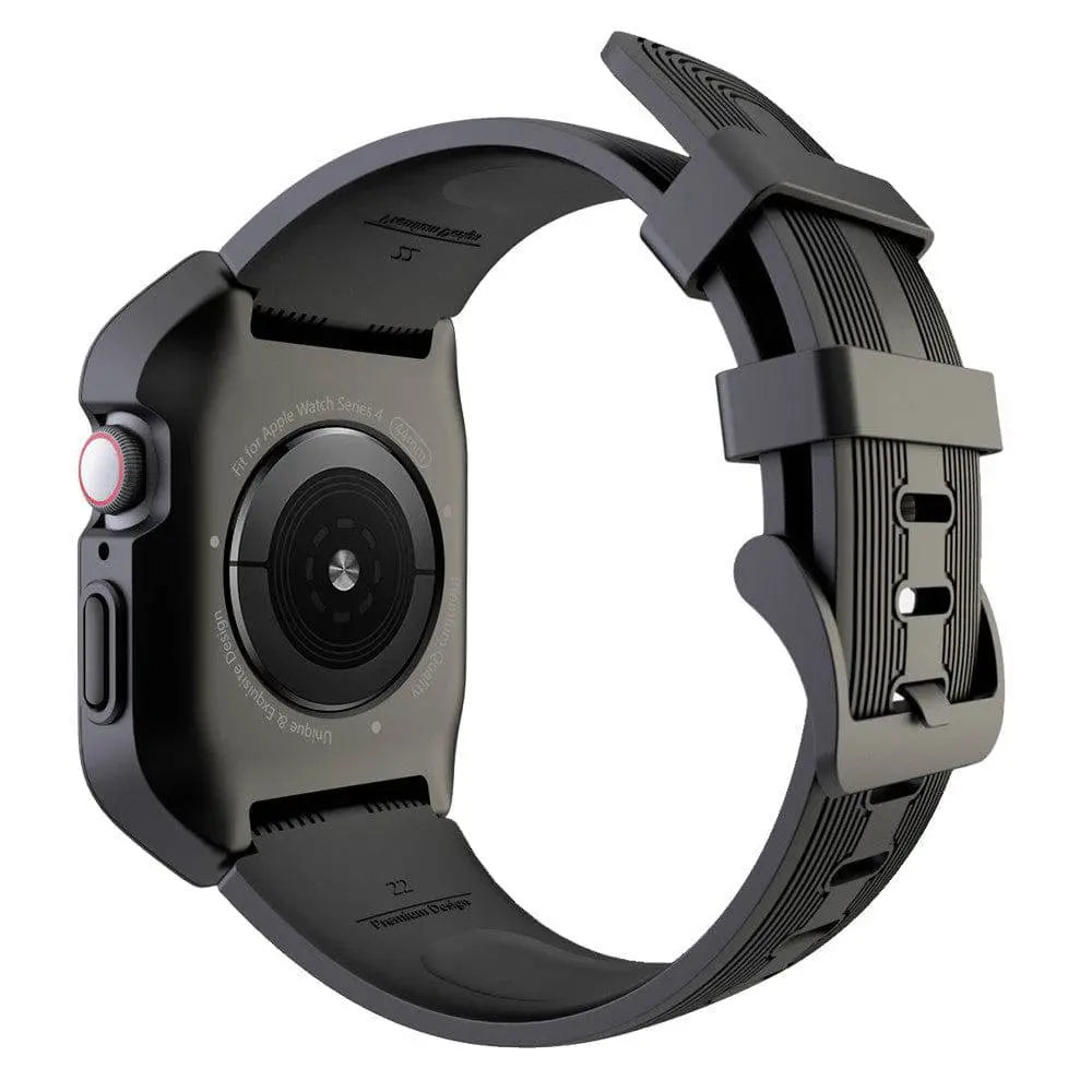 Protective Case with Sports Band for 44mm Series 4 and 5 Smartwatch Rugged Style Black White Green Sporty | Sansoti