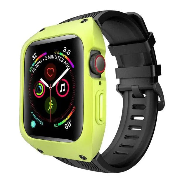 Protective Case with Sports Band for 44mm Series 4 and 5 Smartwatch Rugged Style Black White Green Sporty | Sansoti