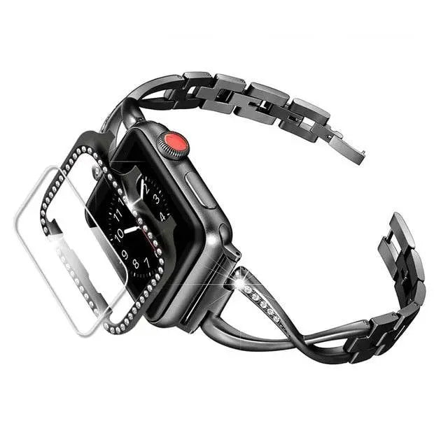Smartwatch Beschermset met Sieradenband 38-44mm Hoesje Armband Combinatie Goudkleurig Stijlvol Design | Sansoti