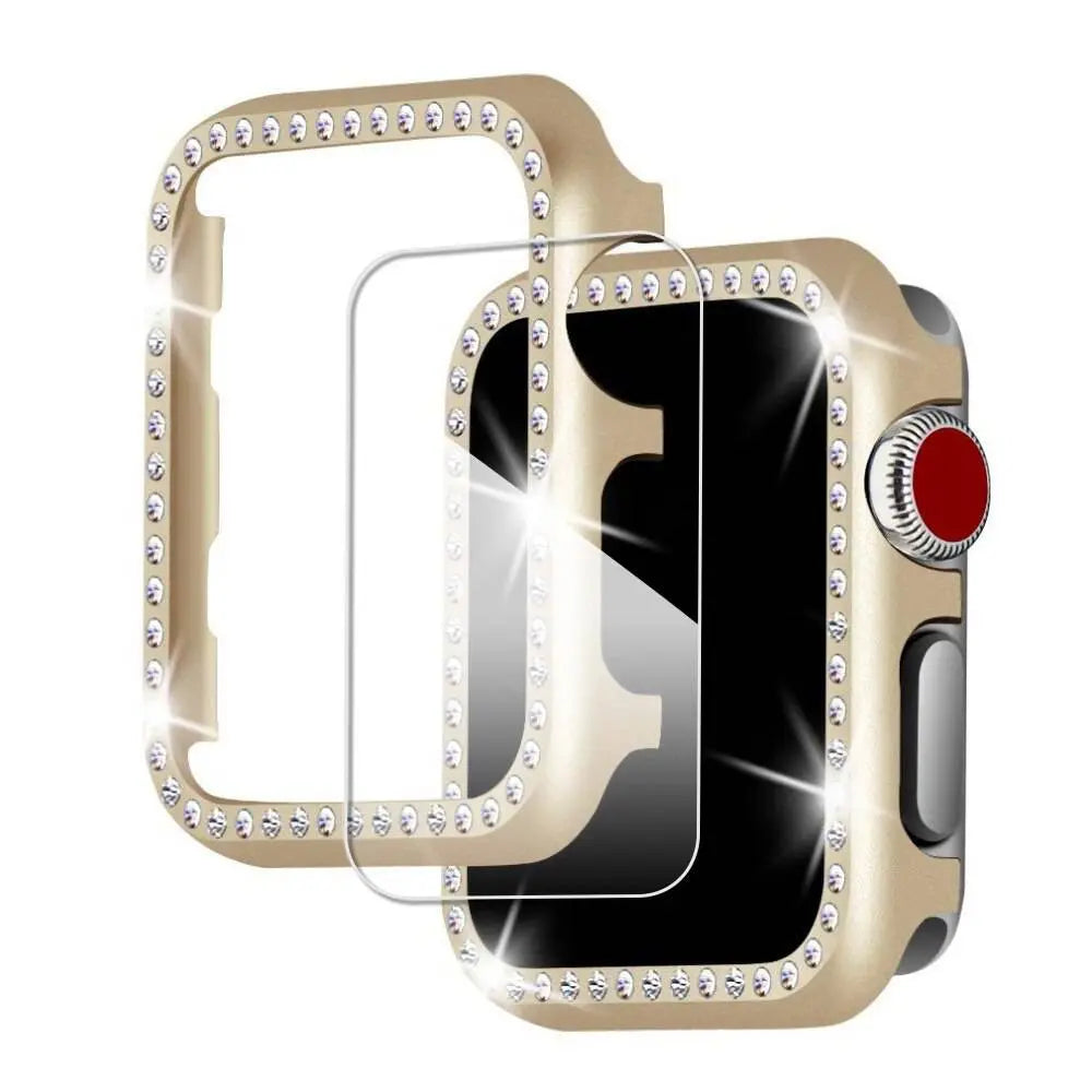 Smartwatch Beschermset met Sieradenband 38-44mm Hoesje Armband Combinatie Goudkleurig Stijlvol Design | Sansoti