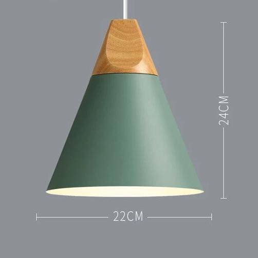 Skandinavische Holz-Metall-Pendelleuchte Nordisches Design Farbige Aluminium-Kegel- oder Kuppeldeckenleuchte mit verstellbarem Kabel | Restfield