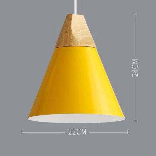 Skandinavische Holz-Metall-Pendelleuchte Nordisches Design Farbige Aluminium-Kegel- oder Kuppeldeckenleuchte mit verstellbarem Kabel | Restfield