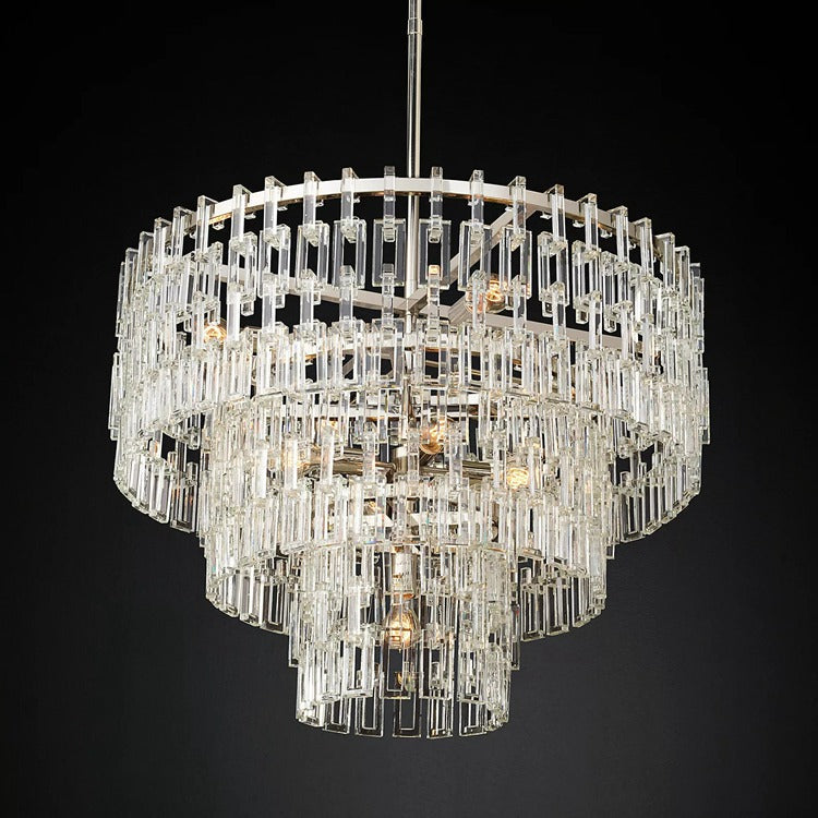 Kristallen Kroonluchter Meerdere Lagen Messing Glas Rond Plafond Verlichting Luxe Eetkamer Woonkamer Design | Sansoti