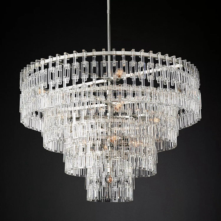 Kristallen Kroonluchter Meerdere Lagen Messing Glas Rond Plafond Verlichting Luxe Eetkamer Woonkamer Design | Sansoti