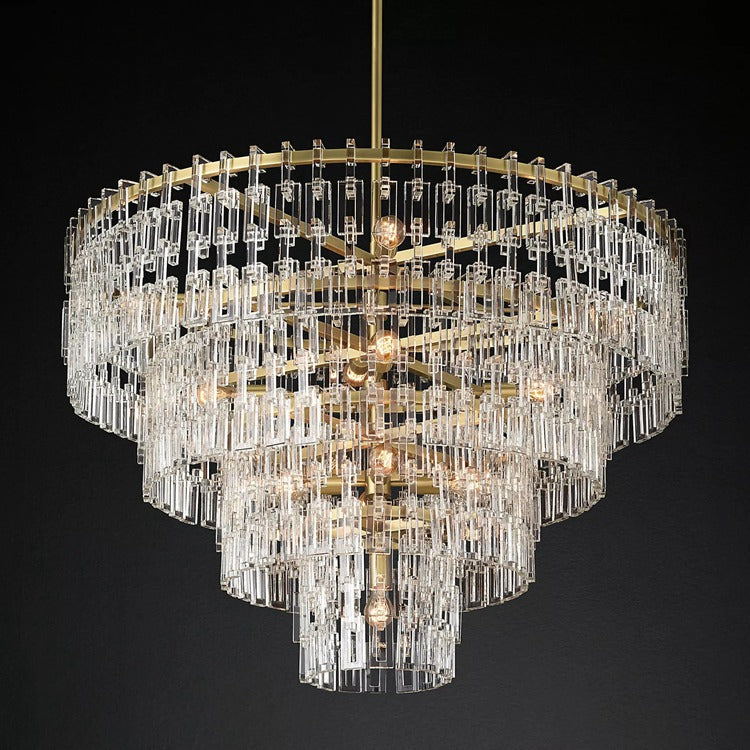 Kristallen Kroonluchter Meerdere Lagen Messing Glas Rond Plafond Verlichting Luxe Eetkamer Woonkamer Design | Sansoti