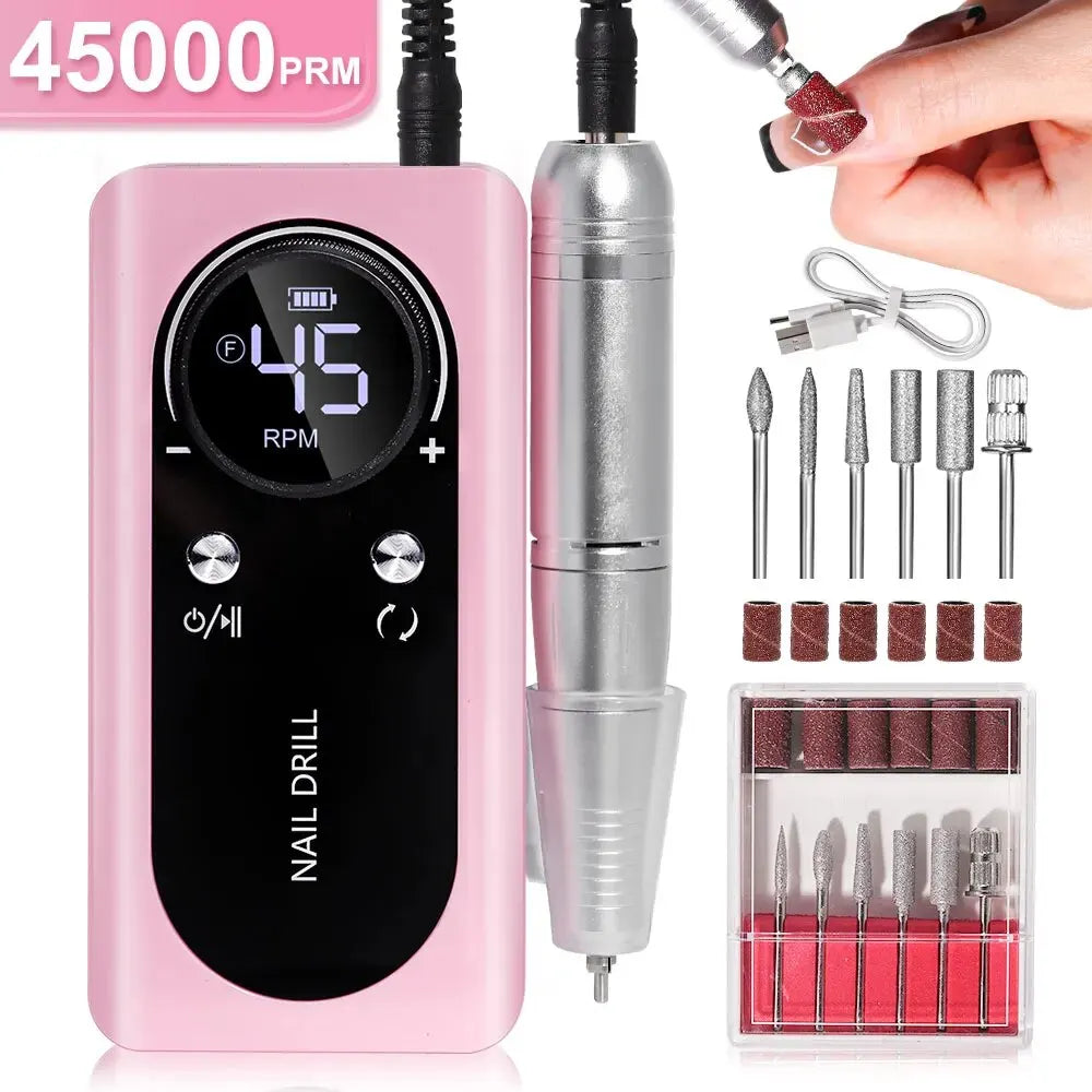 Professionele Elektrische Nagelvijl 45000 RPM Oplaadbaar — Stil & Draagbaar Manicure Apparaat | Sansoti