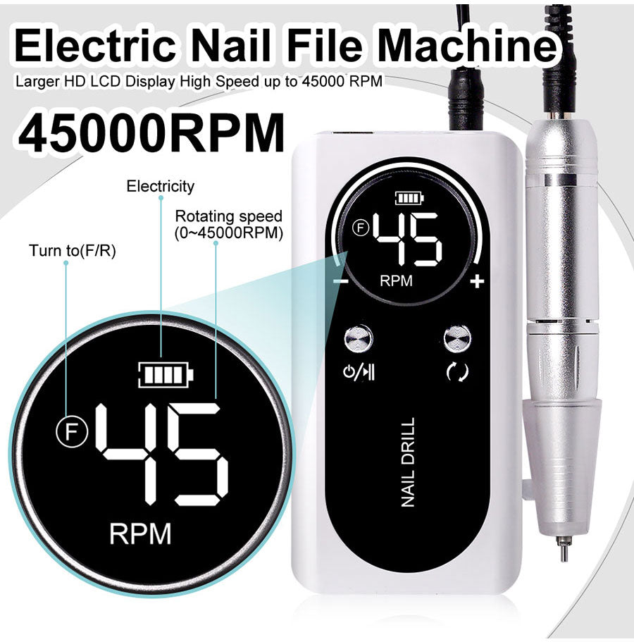 Professionele Elektrische Nagelvijl 45000 RPM Oplaadbaar — Stil & Draagbaar Manicure Apparaat | Sansoti