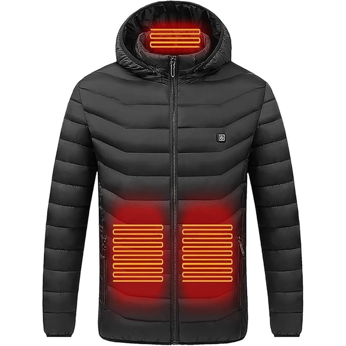 Thermal Puffer Jacket with 9 Heating Zones Hooded Quilted Unisex Winter Clothing Foldable Outdoor Jacket | Sansoti