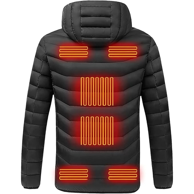 Thermal Puffer Jacket with 9 Heating Zones Hooded Quilted Unisex Winter Clothing Foldable Outdoor Jacket | Sansoti