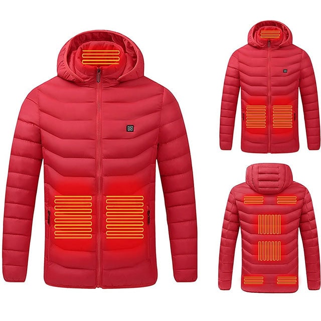 Thermal Puffer Jacket with 9 Heating Zones Hooded Quilted Unisex Winter Clothing Foldable Outdoor Jacket | Sansoti