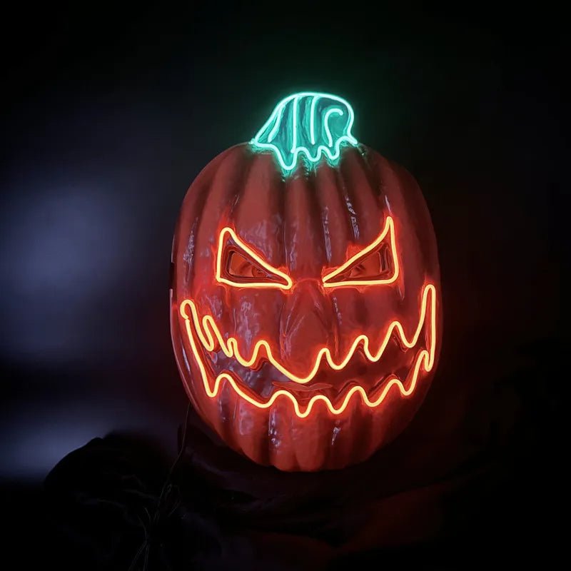 Maska LED w kształcie dyni z efektami świetlnymi na imprezy Halloween i karnawałowe, z regulowanymi trybami świecenia, dekoracja | Sansoti