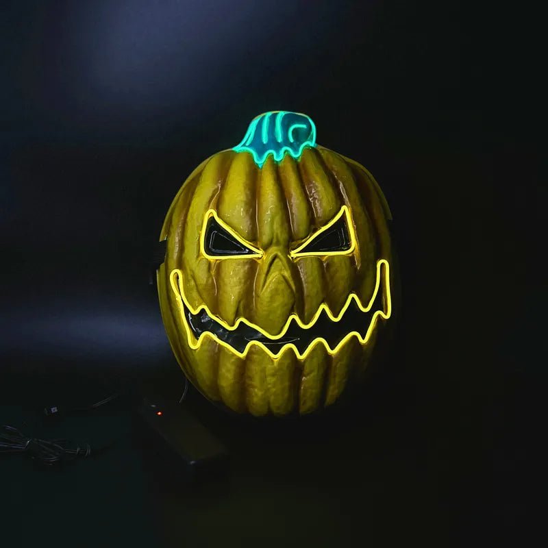 Maska LED w kształcie dyni z efektami świetlnymi na imprezy Halloween i karnawałowe, z regulowanymi trybami świecenia, dekoracja | Sansoti