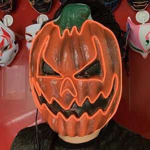 Maska LED w kształcie dyni z efektami świetlnymi na imprezy Halloween i karnawałowe, z regulowanymi trybami świecenia, dekoracja | Sansoti