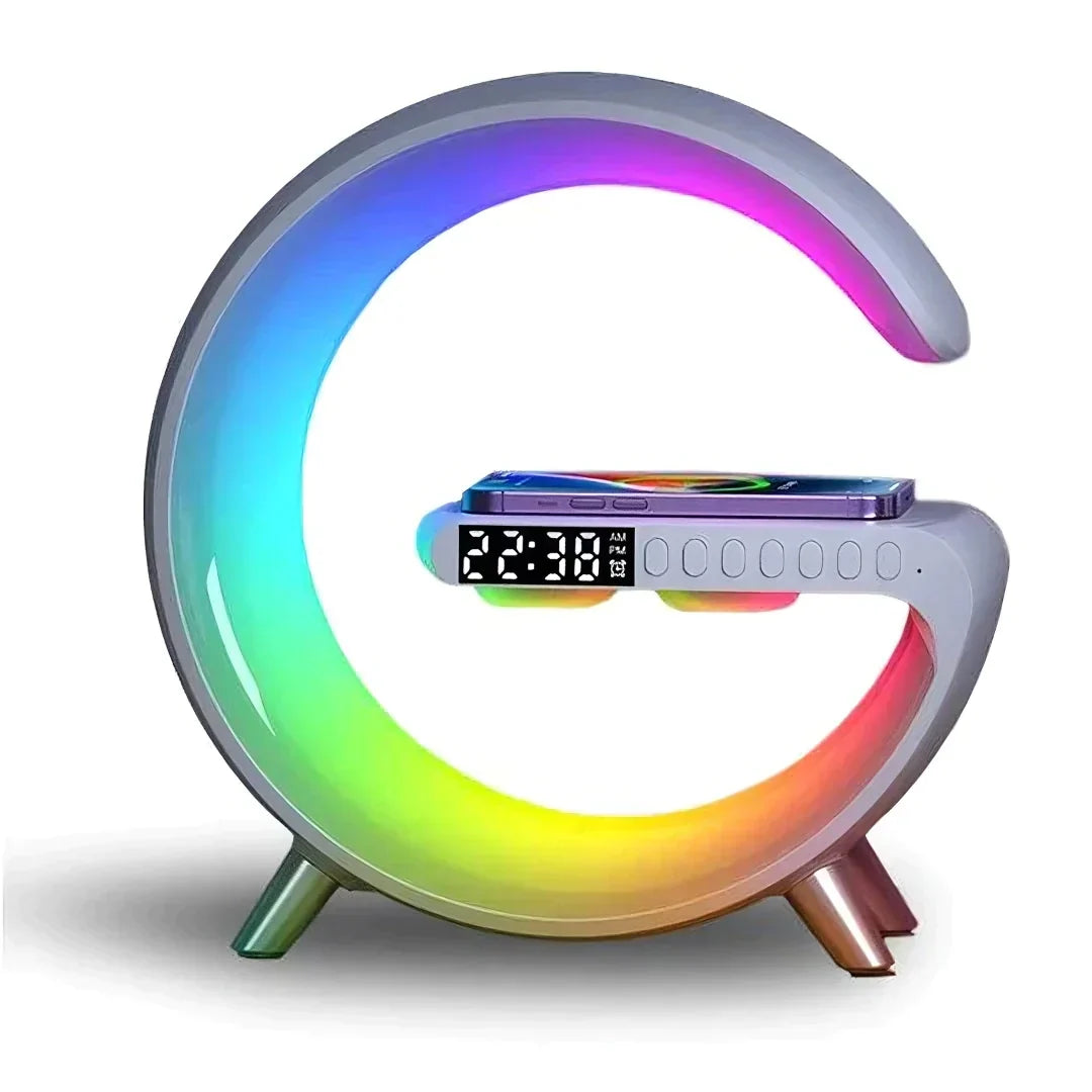Multifunctioneel Nachtkastje met Draadloze Oplader Bluetooth Speaker Wekfunctie Sfeerlamp Slaapkamer | Sansoti