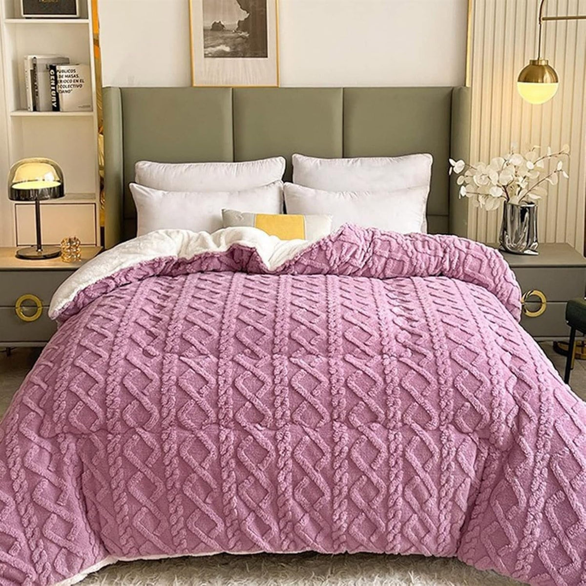 Dubbelzijdige Plaid Sherpa Fleece Geometrisch Patroon Warmte Comfort Woonkamer Slaapkamer Bank Bed Deken | Sansoti