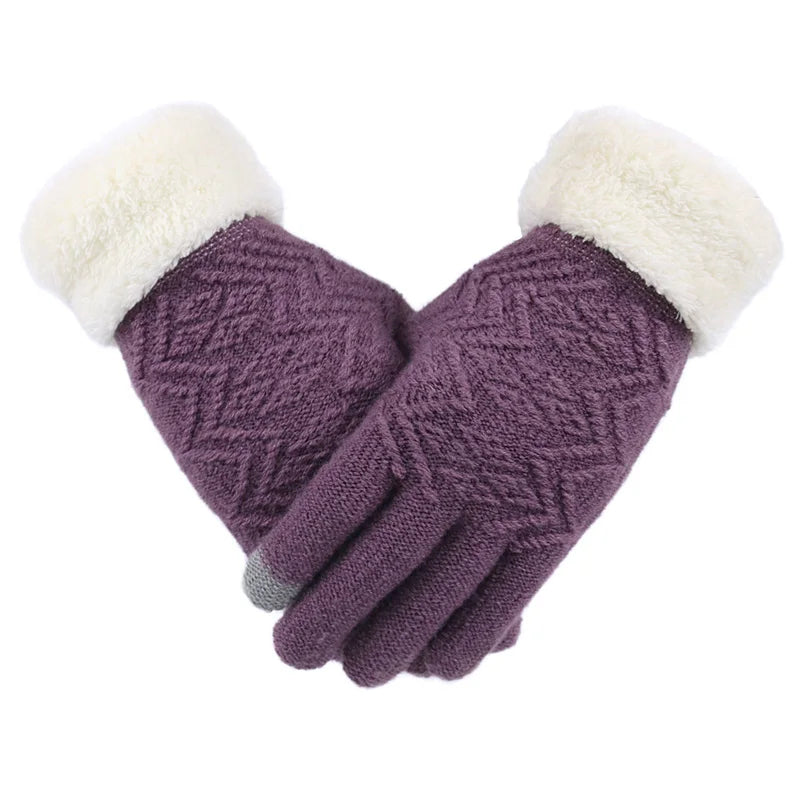 Touchscreen Gloves with Fleece Lining Windproof Knitted Winter Gloves One Size Warm Unisex | Sansoti