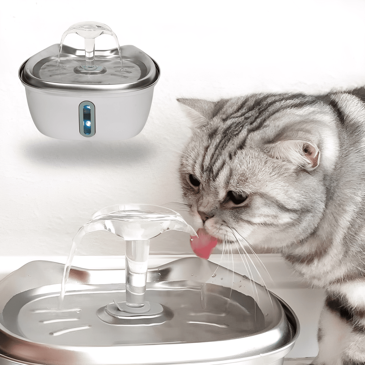 Fontaine à eau pour animaux en acier inoxydable 3L, eau en circulation, fonctionnement silencieux, distributeur d’eau pour chats et chiens | Sansoti