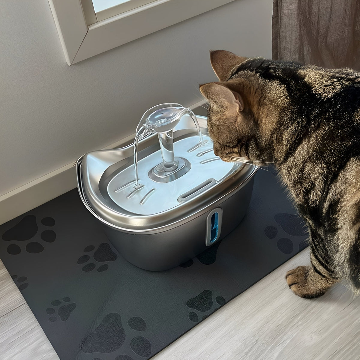 Fontaine à eau pour animaux en acier inoxydable 3L, eau en circulation, fonctionnement silencieux, distributeur d’eau pour chats et chiens | Sansoti