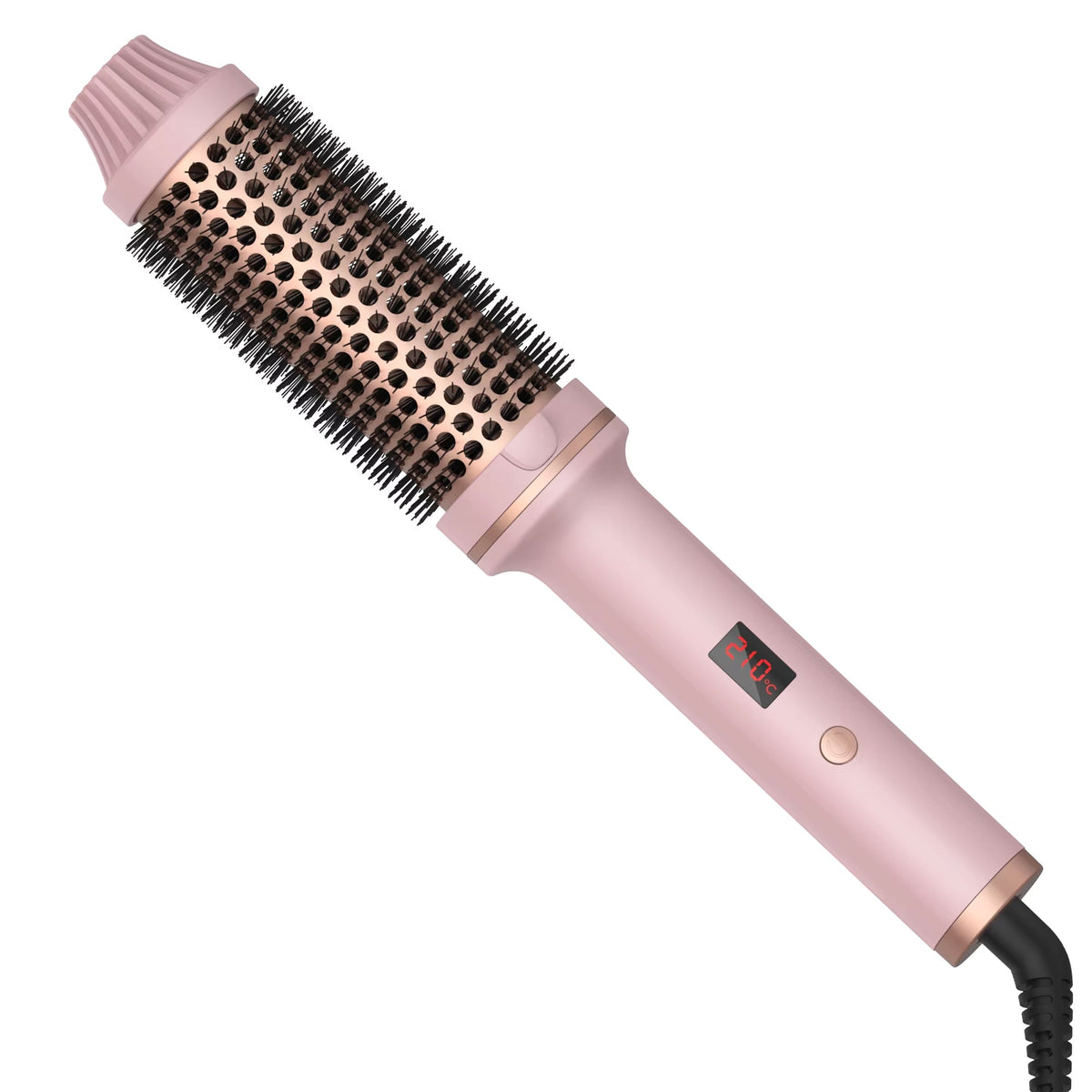 Ceramic Styling Brush with Ionic Technology Black Pink 3-in-1 Curling Iron Straightener for All Hair Types | Sansoti