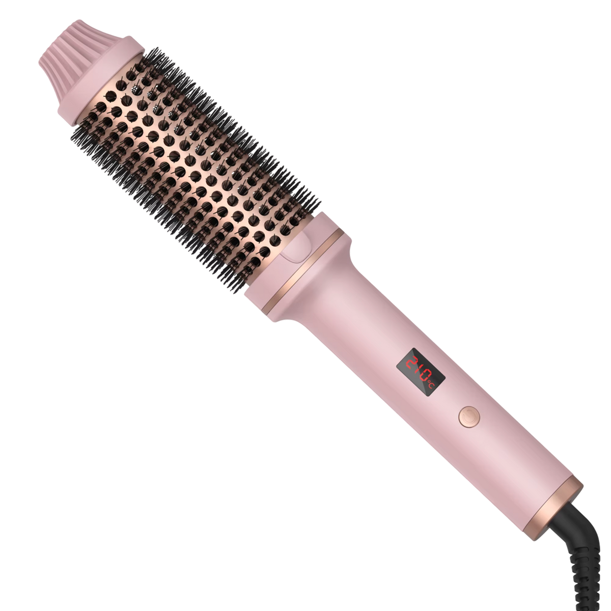 Ceramic Styling Brush with Ionic Technology Black Pink 3-in-1 Curling Iron Straightener for All Hair Types | Sansoti