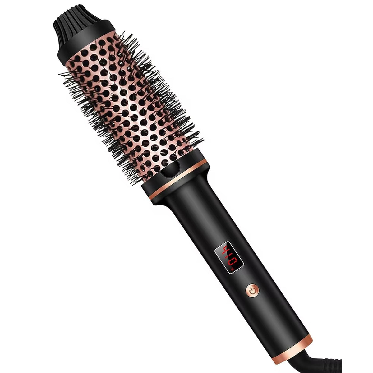 Ceramic Styling Brush with Ionic Technology Black Pink 3-in-1 Curling Iron Straightener for All Hair Types | Sansoti