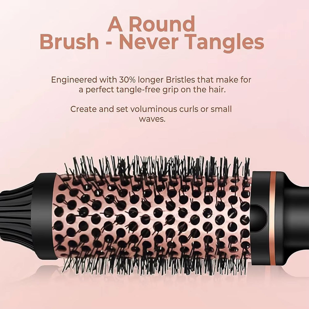 Ceramic Styling Brush with Ionic Technology Black Pink 3-in-1 Curling Iron Straightener for All Hair Types | Sansoti