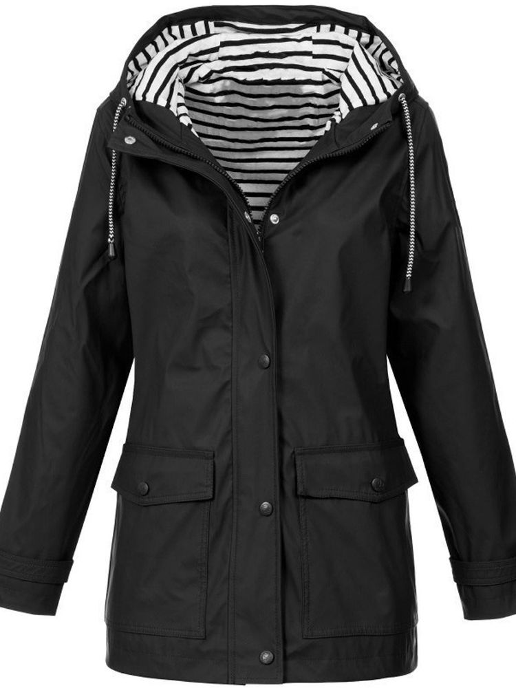 Waterdichte Damesjas met Capuchon Winddicht Regenjas Functioneel Outdoor Wandelen Hiking Allweer Lange Jas | Sansoti