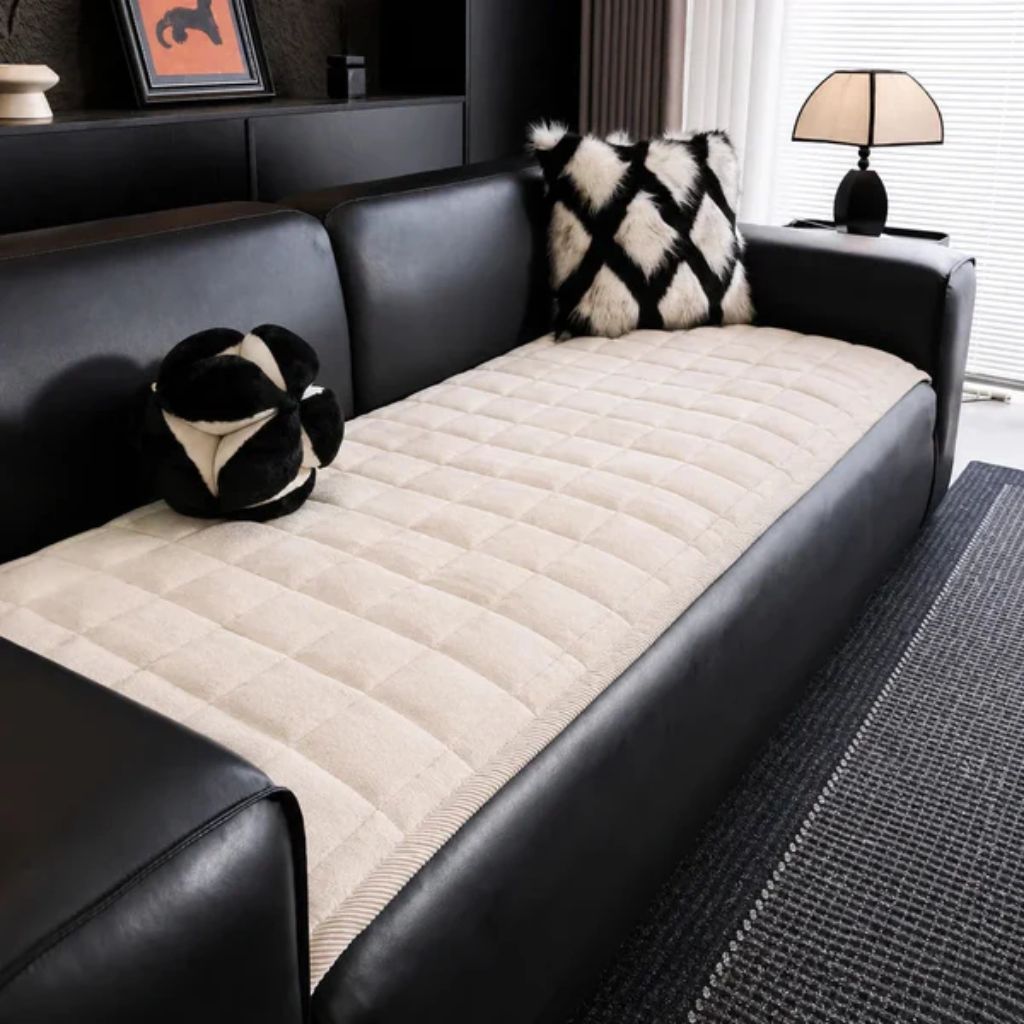 Quilted Sofa Cover Non-Slip Scratch-Resistant Pet Protector 70–240 cm Microfiber Dark Gray Brown | Sansoti