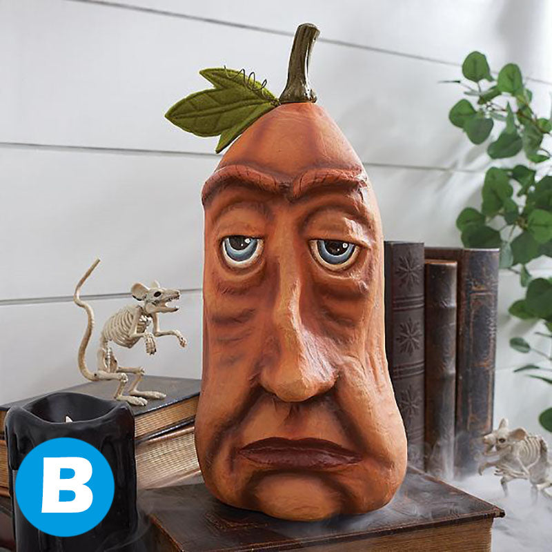Beleuchteter Kürbiskopf aus Harz, Dekorationsfigur mit LED-Beleuchtung, Halloween-Gartenornament, Partydekoration, stimmungsvolle Beleuchtung | Sansoti
