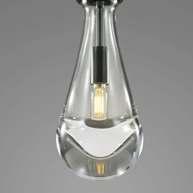 Ronde Glazen Kroonluchter 5 Lichtpunten Druppelvorm Glas Metaal Hanglamp voor Eetkamer Woonkamer Eettafel | Sansoti