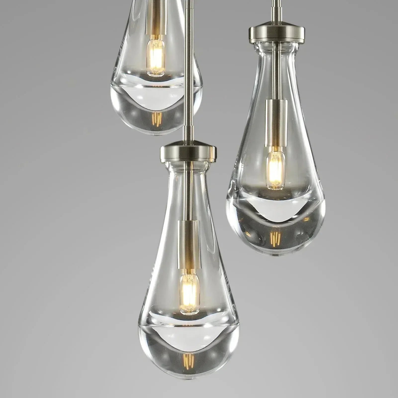 Ronde Glazen Kroonluchter 5 Lichtpunten Druppelvorm Glas Metaal Hanglamp voor Eetkamer Woonkamer Eettafel | Sansoti