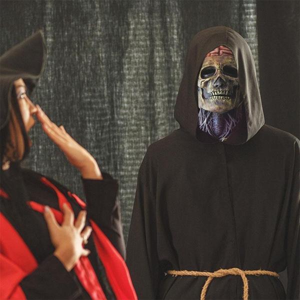 Masque de squelette anatomique avec crâne et colonne vertébrale imprimés pour fête costumée d’Halloween, carnaval et costume | Sansoti