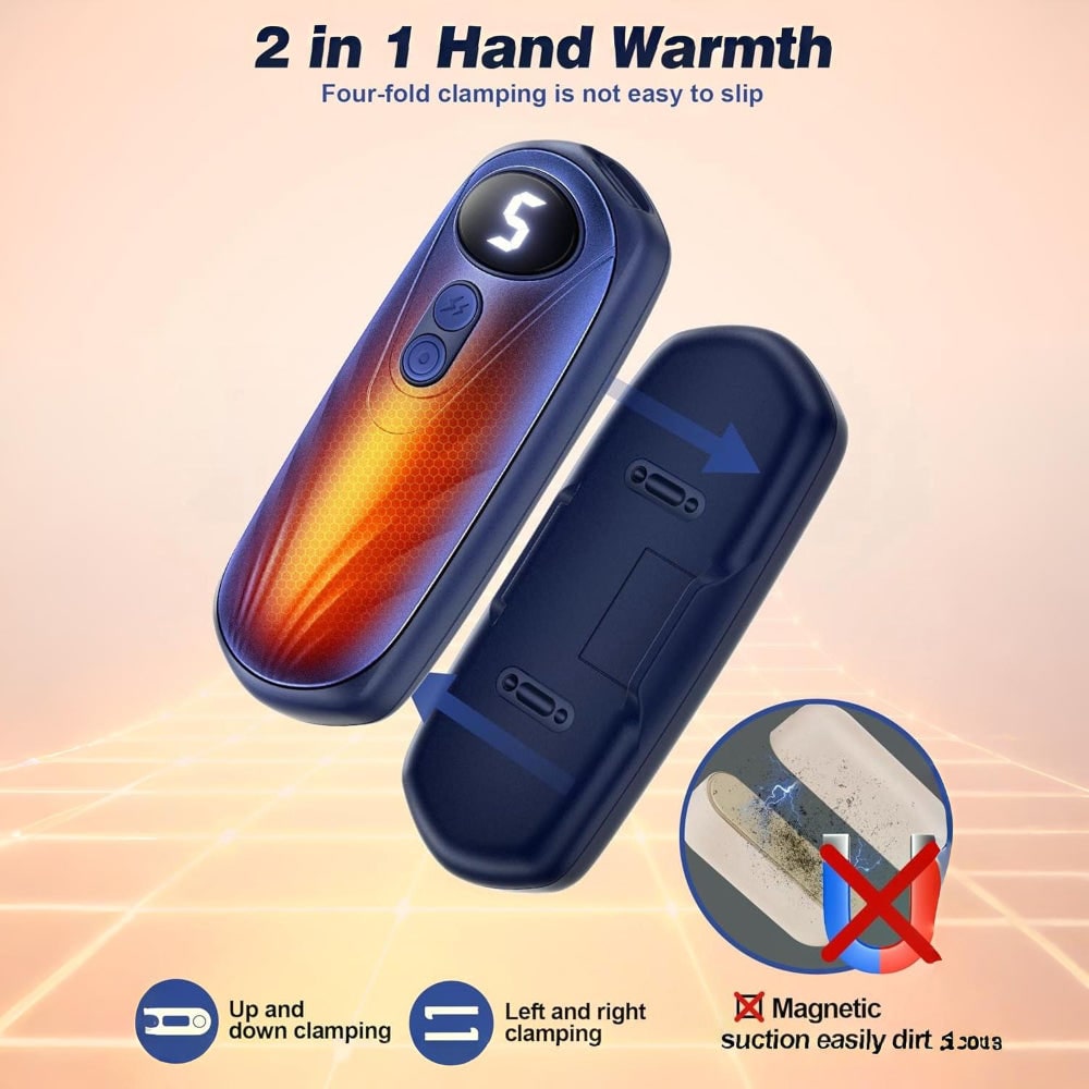 Verwarmende Handwarmers Oplaadbaar 5 Standen LED Display Herbruikbaar Set 2 Winter Handverwarmer Pocket | Sansoti
