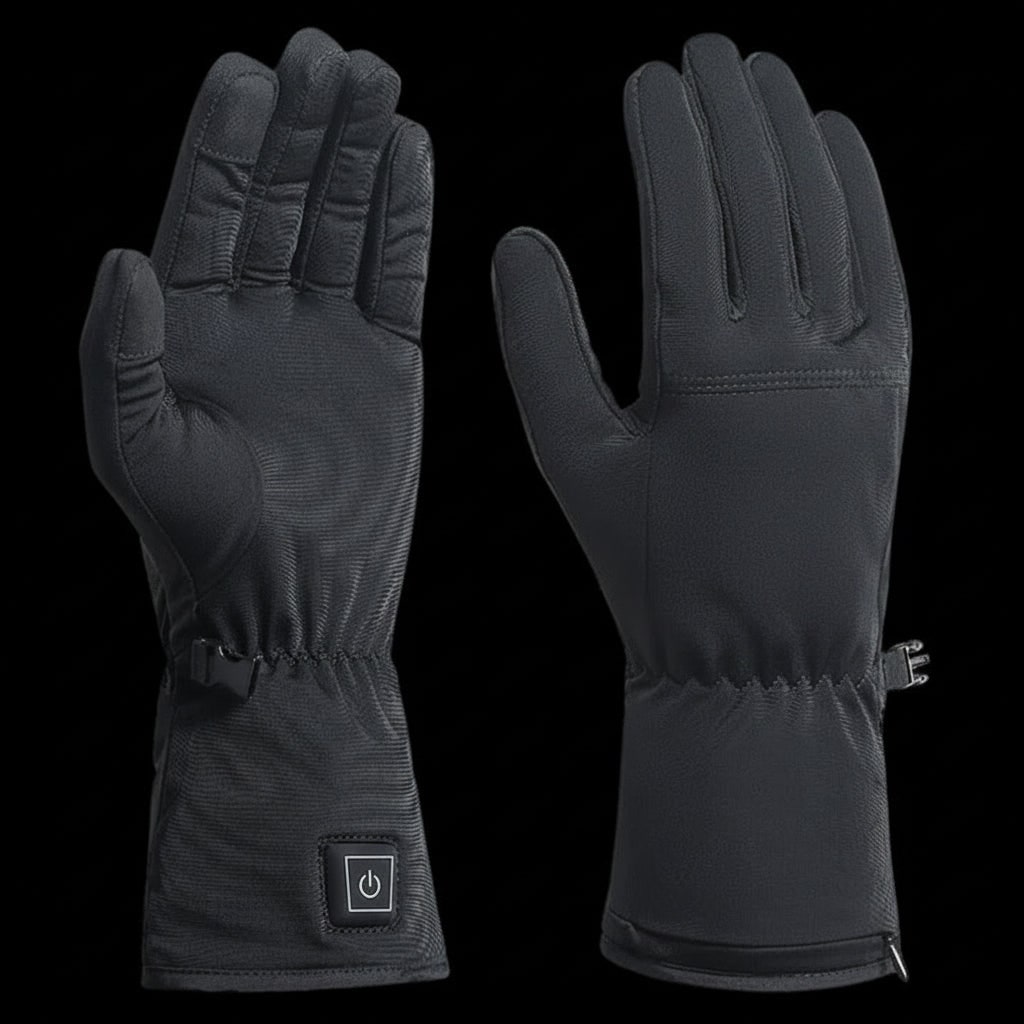 Sous-gants chauffants rechargeables avec réglage de la température pour sports d’hiver et activités en plein air, noirs, en polaire extensible | Sansoti