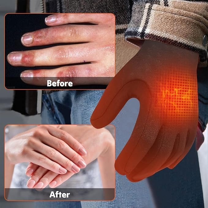 Sous-gants chauffants rechargeables avec réglage de la température pour sports d’hiver et activités en plein air, noirs, en polaire extensible | Sansoti