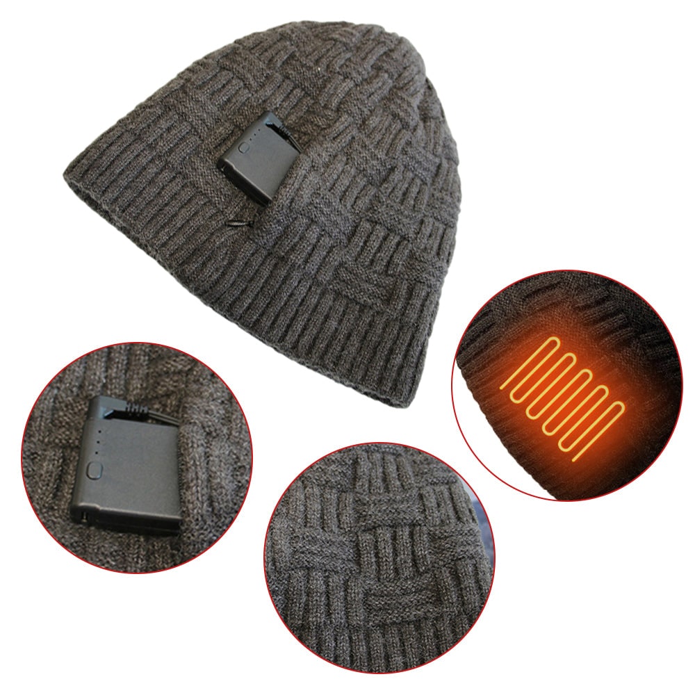 Verwarmbare Muts met Oplaadbare Batterij Winterhoofdwarmte Fleece Oorflappen Skullcap Outdoor Heren Dames | Sansoti