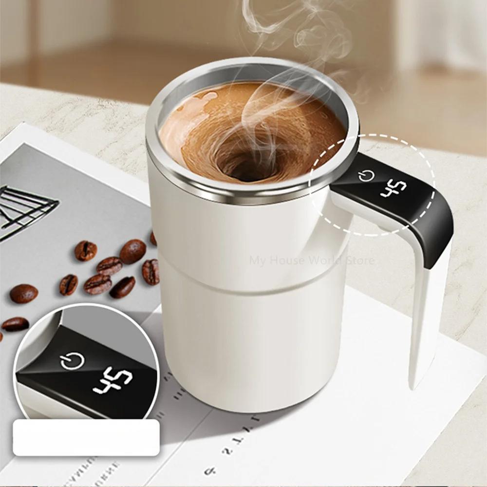Magnetic Thermos Cup with Temperature Indicator and Automatic Mixing Function for Coffee and Tea on the Go | Sansoti